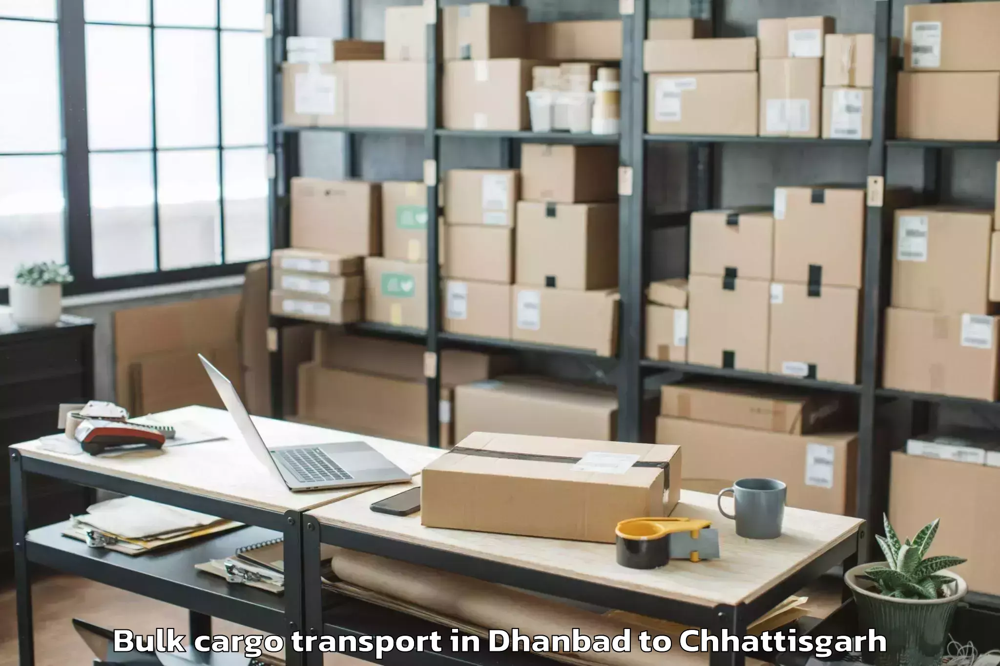 Professional Dhanbad to Raipur Airport Rpr Bulk Cargo Transport